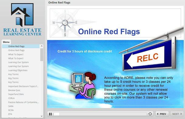 Online Red Flags real estate renewal class