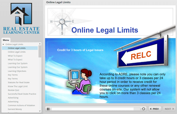 Online Legal Limits real estate renewal class