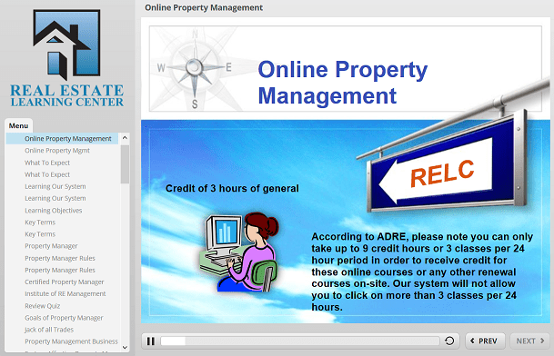 Online Property Management real estate renewal class